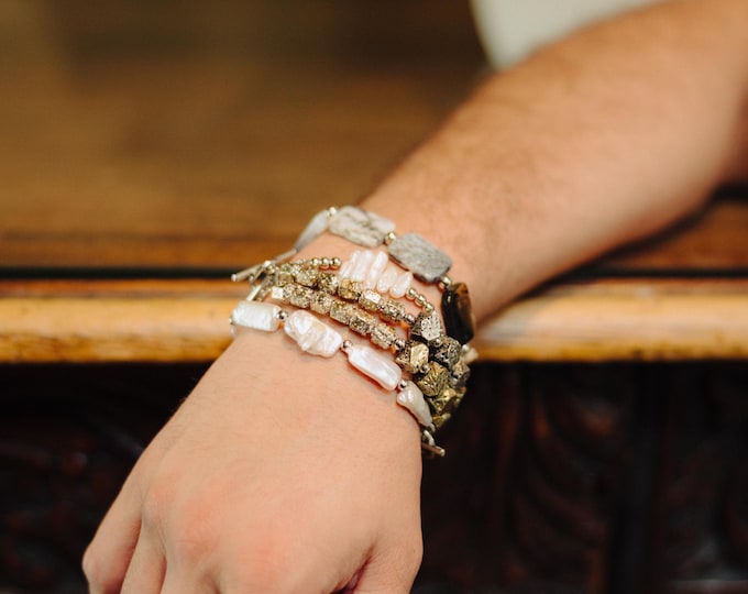 Gemstone Bracelets for Men: Adjustable, Assorted, Choose your design. Ideal and Unique Christmas Gifts.