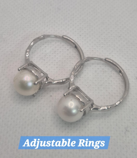 Freshwater Pearl Adjustable ring. Sterling silver. High luster