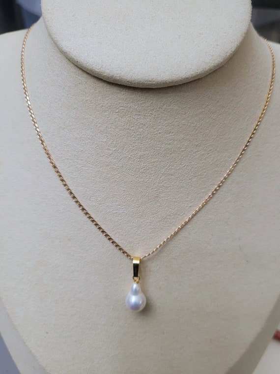 Baroque Pearl Pendant, Iridescent 12x8mm with Gold-Plated Bail & 19" Rose Gold-Filled Chain, Unique Shape, Jewelry Gift