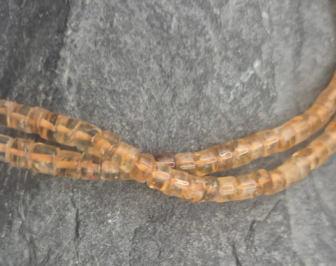 Citrine small disc beads. 3x4mm approx. On a 14-inch string. Gemstone Beads for designers.