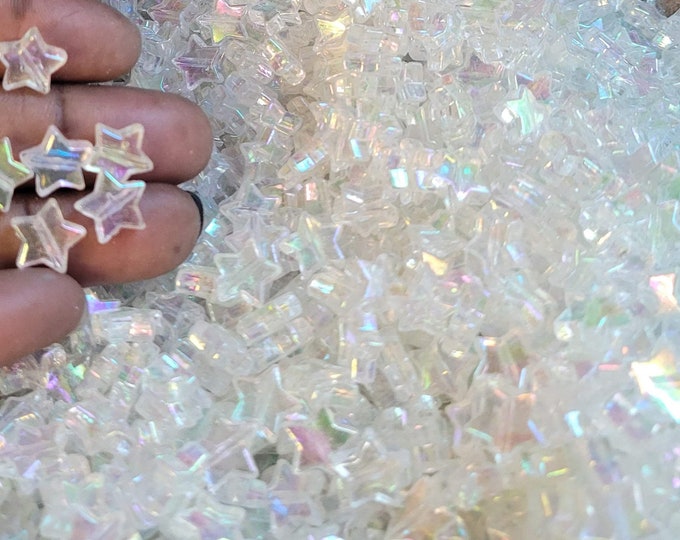 12mm Clear AB Star Acrylic Beads: DIY Craft Supplies (100 Pack)