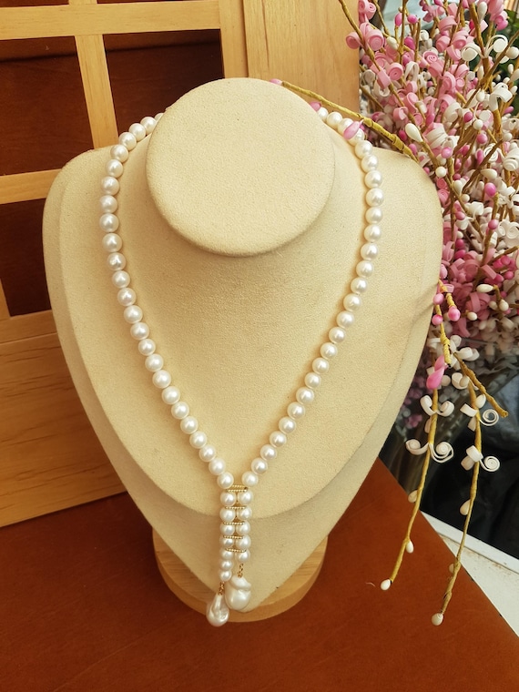Pearl Necklace with AAA Freshwater Baroque Pearls & Statement Pendant - Very unique jewelry  for Special Occasions. Amazing gift for mum.