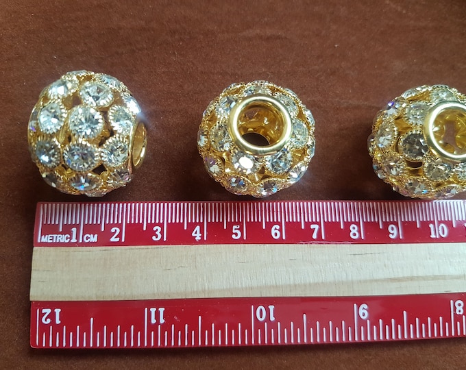 Large Rhinestone Crystal Ball Bead: DIY Embellishment (30x25mm)