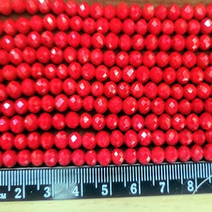 6x4mm perline cinesi cristallo rosso opaco su corda o perline sciolte ***100 *** rondel distanziatore. Consegna super veloce dal Regno Unito!!!