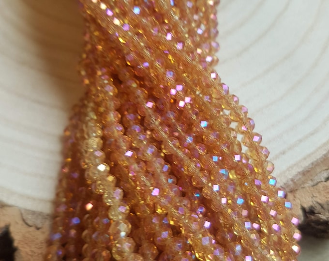 Gold AB Crystal Rondelle Beads: 3x4mm Spacer Beads (145 pc)