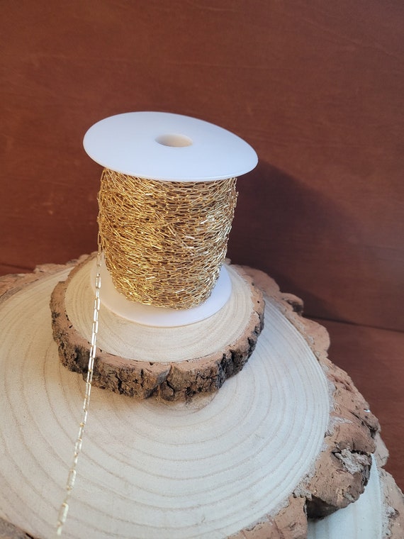 24 carat gold plated paperclip chain by the meter, for jewellery making, DIY craft,
