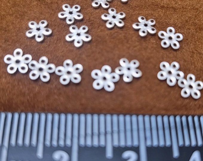 Silver Plated Flower Beads: Tiny 5mm DIY Embellishments