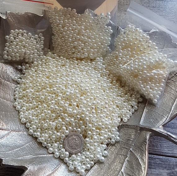 6mm ivory pearl beads, 1000/2000/5000/10000 packs, Larger quantities, 1.5mm hole for jewelry, flower sprays, vines, DIY & wedding decoration