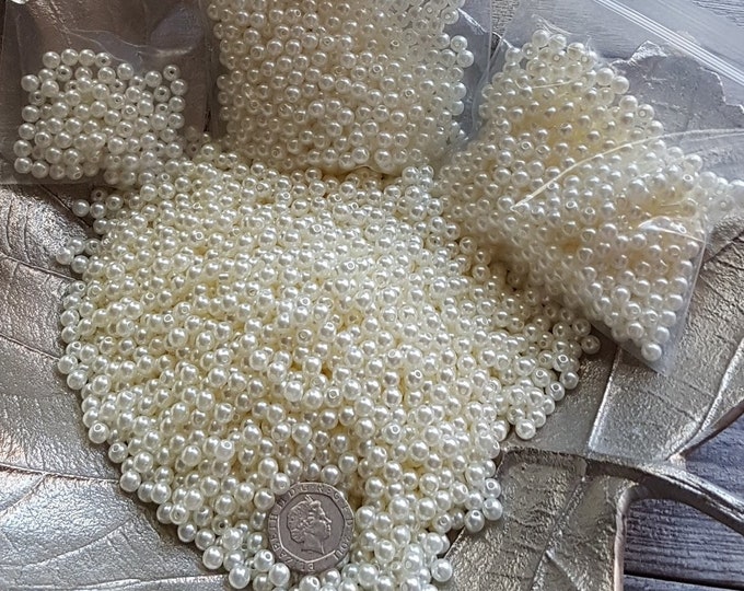 6mm Ivory Acrylic Pearl Beads: DIY Jewelry & Wedding Craft