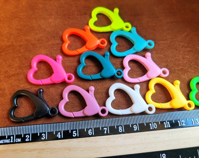 Acrylic Heart Lobster Clasps: Mixed Colors, Jewelry & Craft Supplies (33x23mm)