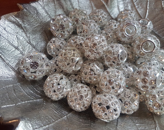 Large Diamante Rhinestone Crystal Balls: DIY Embellishments (22x25mm)