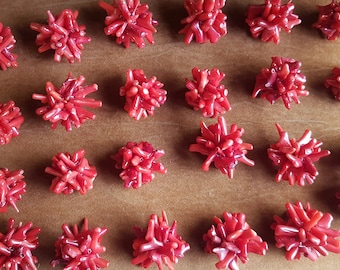 Red Coral Beaded Beads: 30mm Jewelry Making Supplies