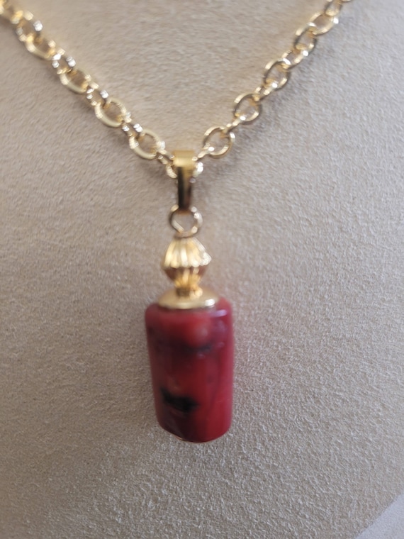 Dyed dark red bamboo coral earring and pendant set with chain. Nigerian weddings, bridal gift. Bridesmaids' jewelry. REDUCED!!!