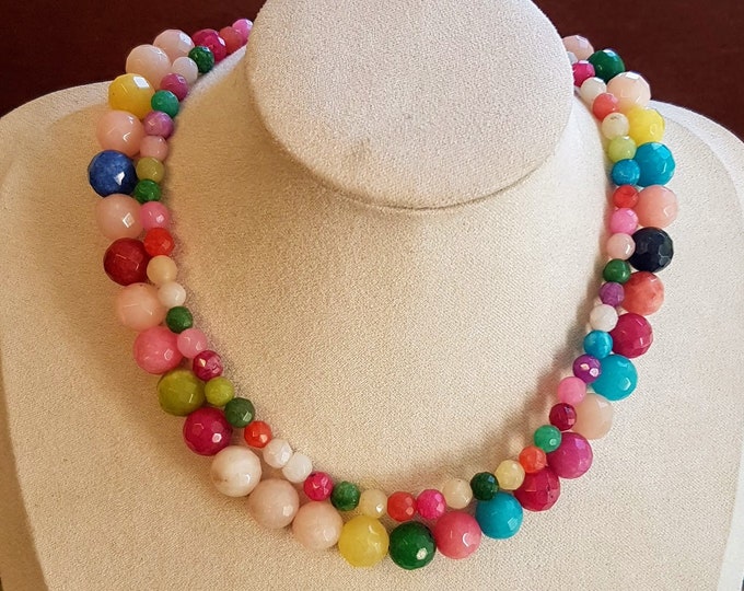Mixed Colour Faceted Gemstone Beads: DIY Jewelry Making (15.5 inches)