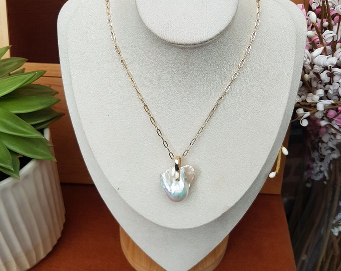 AAA Baroque Pearl Pendant: Gold-Filled Bail, Chain Included