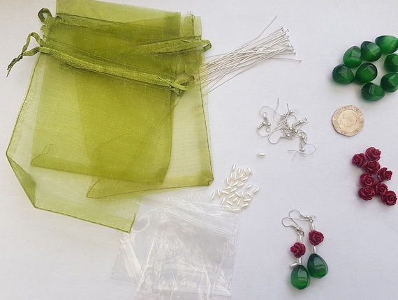 Earring kit. Tools included. Make these earrings for friends and family to wear. (3 pairs) and one fee  ready made sample.