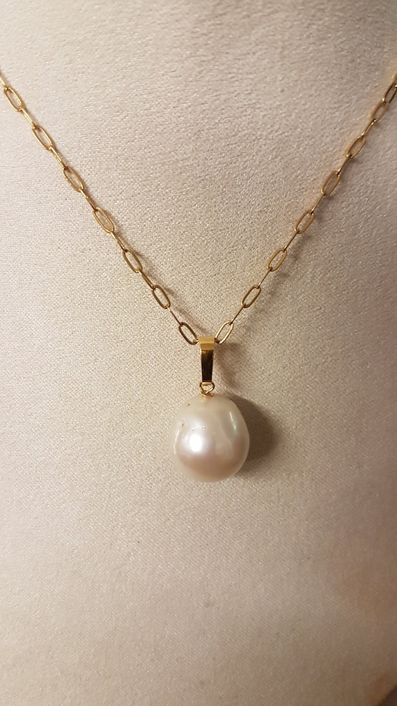 Baroque pearl pendant 20mm x 15mm approx. with gold-filled bail. Due to uniqueness of beads shapes may differ slightly. Christmas gift idea.