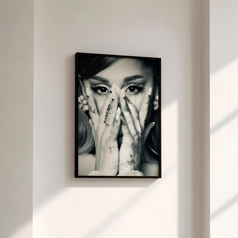 Ariana Grande Poster, Black and White Singer Wall Art, Pop Music Photo ...