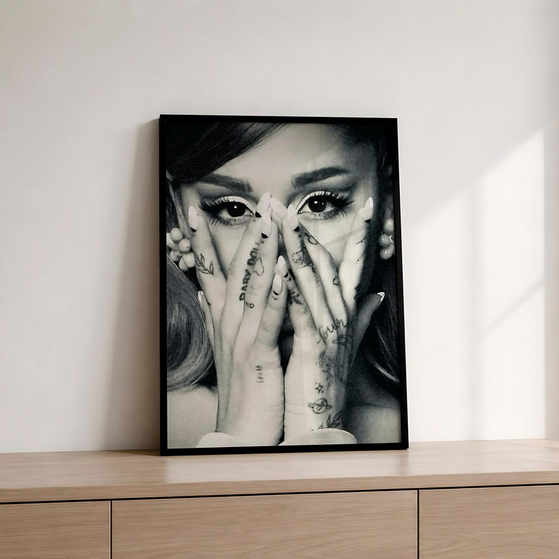 Ariana Grande Poster, Black and White Singer Wall Art, Pop Music Photo ...