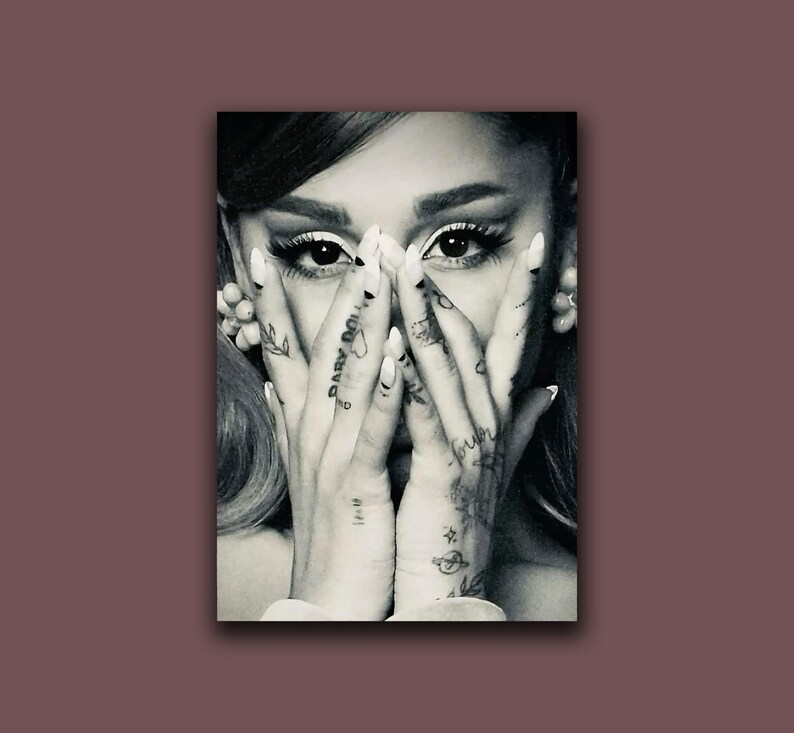 Ariana Grande Poster, Black and White Singer Wall Art, Pop Music Photo ...