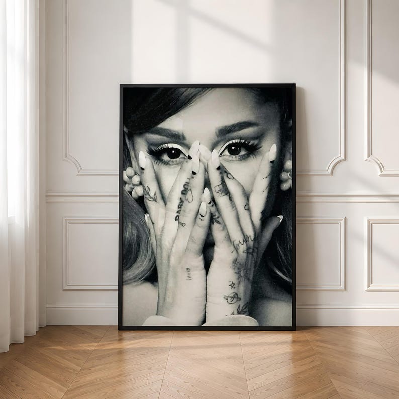 Ariana Grande Poster, Black and White Singer Wall Art, Pop Music Photo ...