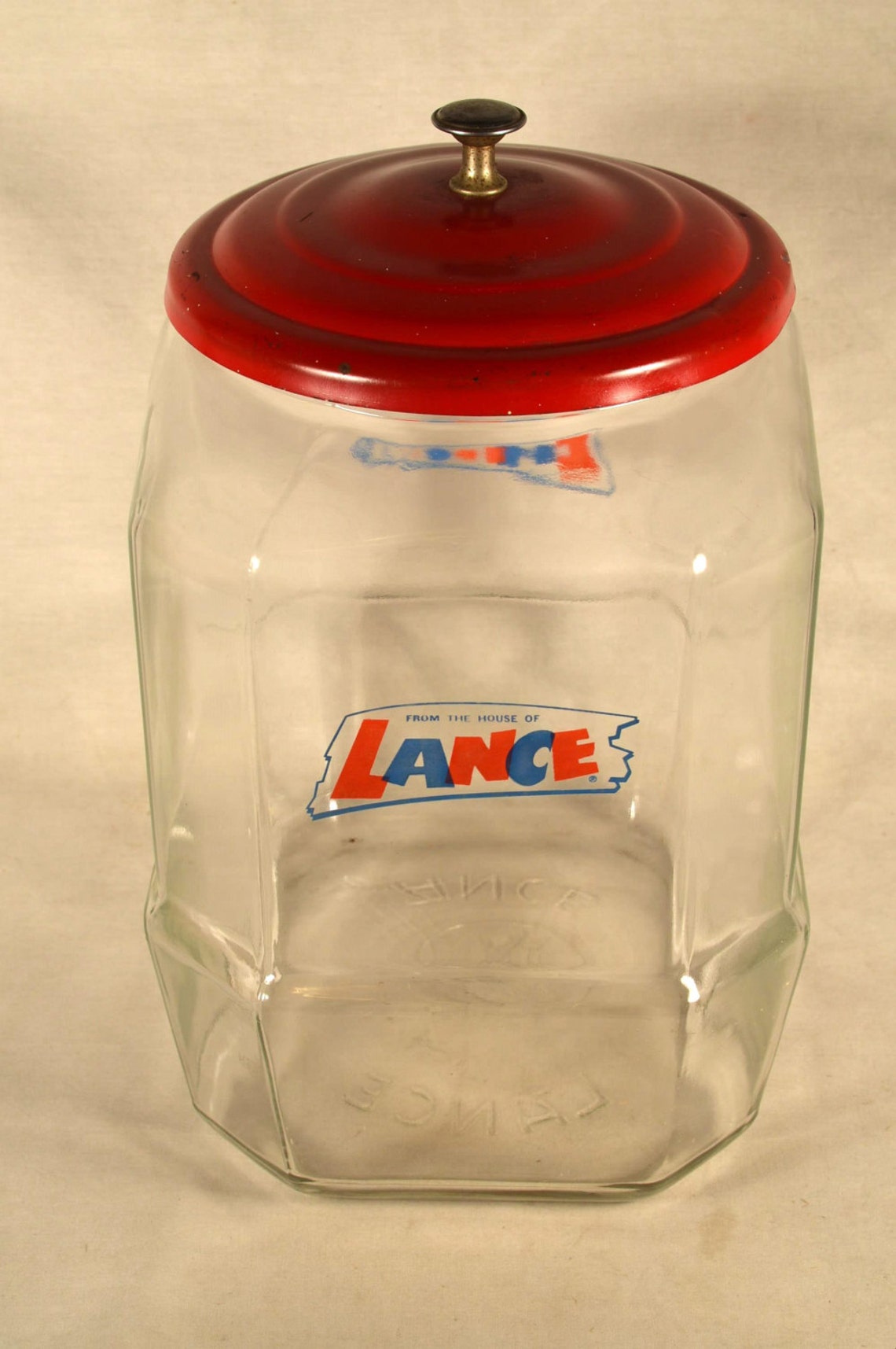 Large Lance Cracker Cookie Jar General Store Counter Tin Lid Etsy