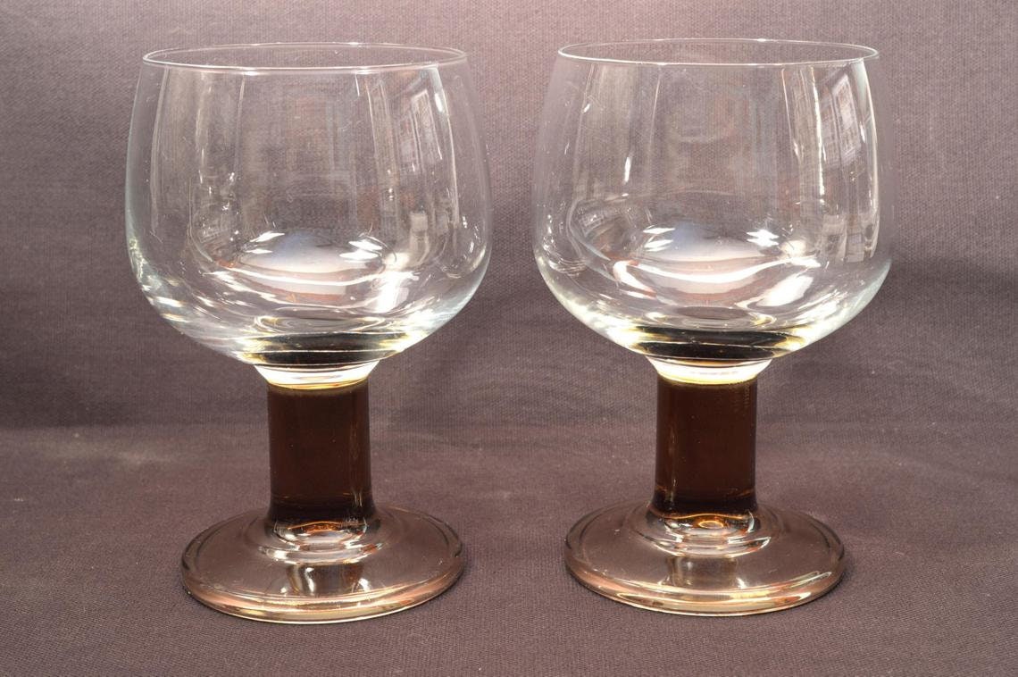 Vintage Brandy Glasses Goblets Blown Glass Stemware Snifters Etsy