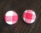 Boucles d'oreilles carreaux Vichy rouge