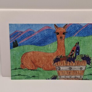 Alpaca / Wine Country / Greeting Cards / Cute Art Print / Wall Art / Wall Decor / Cards Include White Envelopes / Blank Inside.