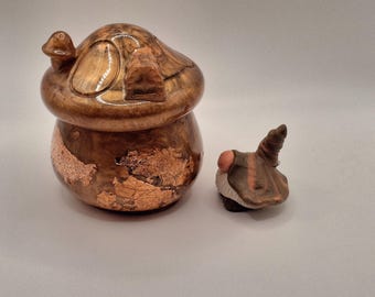 Gnome One Home/Magical Polymer Clay Gnome /Resin/ Autumn Shimmer Cottage.