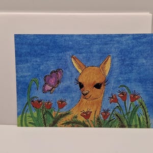 Alpaca /Butterfly / Spring / Greeting Cards / Cute Art Print / Wall Art / Wall Decor / Cards Include White Envelopes / Blank Inside.
