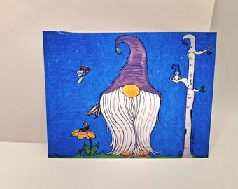 Southwestern Gnome / Greeting Cards/ Cute Art Print/ Wall Art / Festive Wall Decor/ Cards Include White Envelopes. Blank Inside.