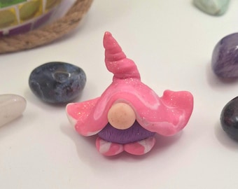 Gnome / Tye Dye Pink/Purple Whimsical/ Magical/ Sculpture/ Figurines/Totem / Handmade  with Polymer Clay.