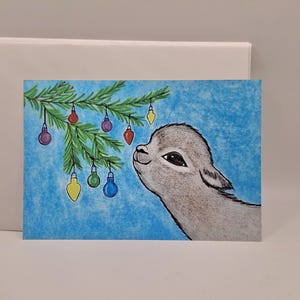 Alpaca  / Christmas/ Greeting Cards / Cute Art Print / Wall Art / Wall Decor / Cards Include White Envelopes / Blank Inside.