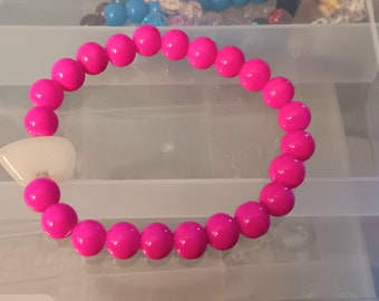 Zuni Bear/Passionate Pink/ Ceramic Beads/ Stretch Bracelet.
