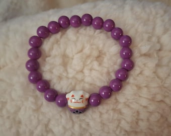 Good Fortune Happy Cat/Ceramic Beads/Stretch Bracelet.