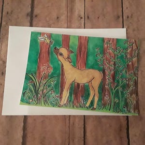 Alpaca with Bee /Forest / Greeting Cards / Cute Art Print / Wall Art / Wall Decor / Cards Include White Envelopes / Blank Inside.
