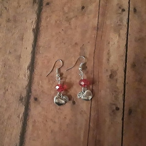 Earrings / Apple Charms / High Quality Facet Cut Glass Beads /  Sterling Silver, Hypo Allergenic Hooks for Sensitive Ears.