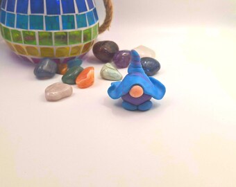 Gnome /Ocean Blue /Purple/Whimsical/ Magical / Sculpture/ Figurines/Totem / Handmade  with Polymer Clay.