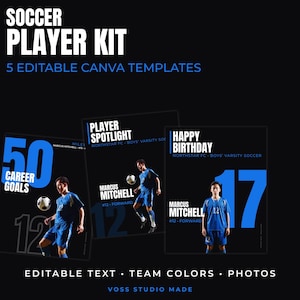 Soccer Player Social Media Templates | Editable Canva Kit