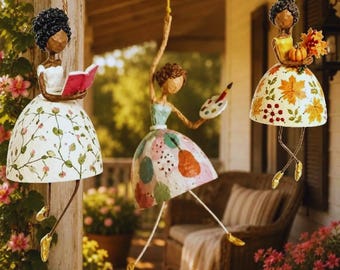 Dancing Lady Hanging Ornament Vintage Whimsical Woman Pendant Funny Home Decor Art
