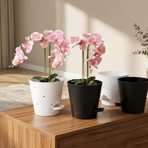 Set of 2  6 Inch Orchid Pots Holes Self Watering Plastic Indoor Planters