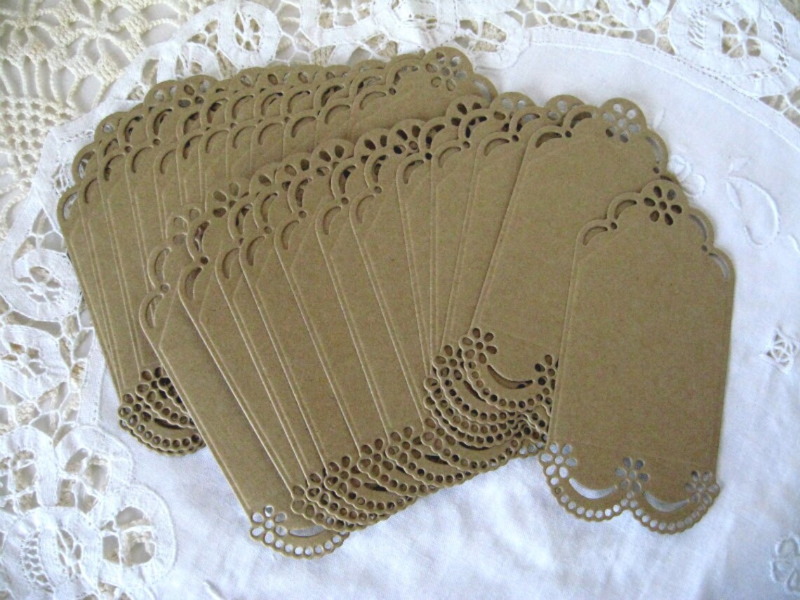 Die Cut Tags Kraft Cardstock 24 Pieces Paper Lace Doily Edges Wedding ...