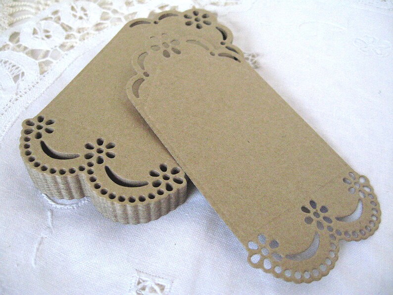 Die Cut Tags Kraft Cardstock 24 Pieces Paper Lace Doily Edges Wedding