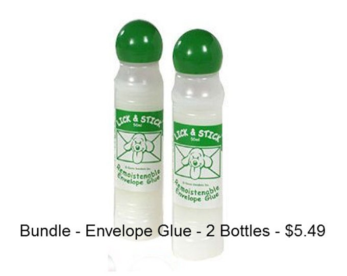 Lick and Stick Envelope Glue Bundle 2 Bottles Remoistenable Adhesive