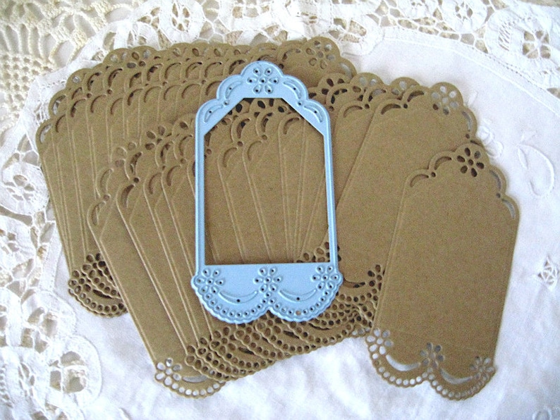 Die Cut Tags Kraft Cardstock 24 Pieces Paper Lace Doily Edges Wedding