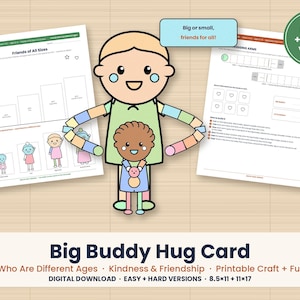Friends Who Are Different Ages Craft for Kids, Kindness and Friendship Lesson, SEL Printable Activity, After School Program