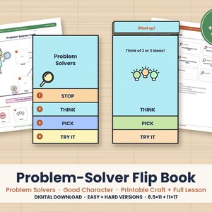Flipboek voor probleemoplossers, SEL-les, karaktervorming (digitale download)