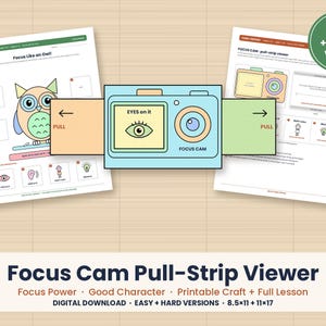 Focus Power Craft voor kinderen, les over karaktervorming, printbare activiteit voor sociaal-emotioneel leren, naschoolse programma, lesmateriaal voor in de klas of voor de schoolbegeleider.