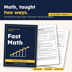 Homeschool Pre-Algebra Curriculum | Full Year, 36 Weeks, 108 Lessons | Step-by-Step + Shortcuts | Printable PDF + Answer Key | Grades 7-8